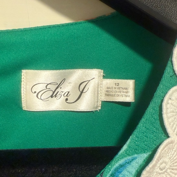 Eliza J NWOT Size 12 Beautiful Green Pink Tropical Floral Lace Mini Dress (0596) - Picture 8 of 14